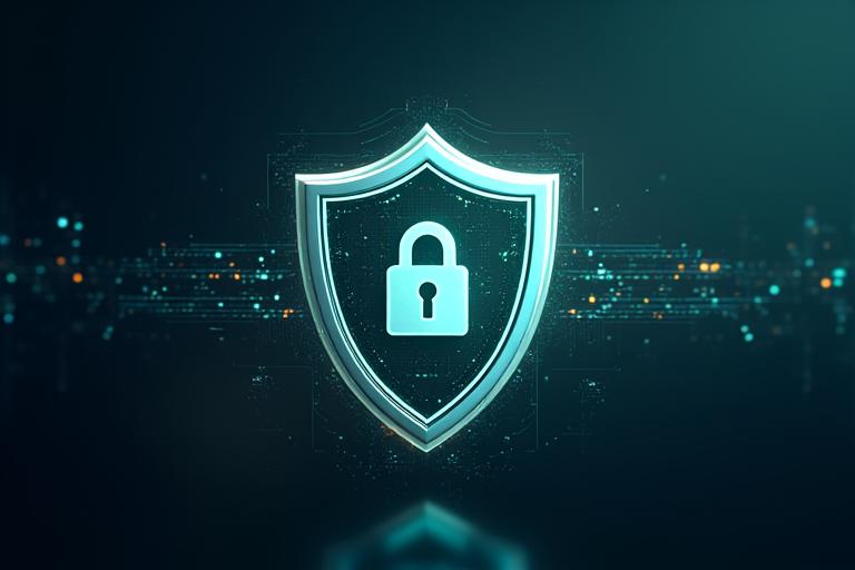 Ein digitales Schild mit einem Schloss-Symbol, das Sicherheit symbolisiert